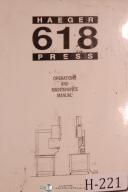 Haeger-Haeger 618 Press, Operations and Maintenance Manual-#618-618-01